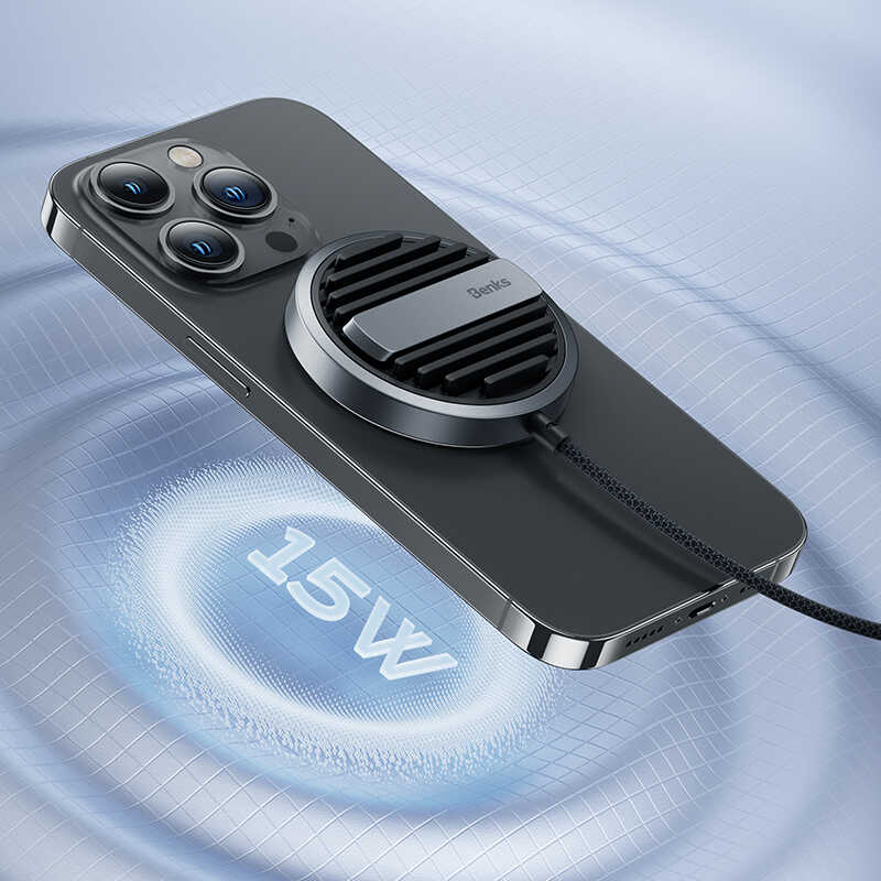 Benks MFM01 MFI Sertifikalı Standlı 15W Hızlı Şarj Özellikli M-safe PD Kablosuz Şarj Aleti - 2 Benks MFM01 MFI Sertifikalı Standlı 15W Hızlı Şarj Özellikli M-safe PD Kablosuz Şarj Aleti - 2